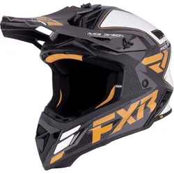 FXR Helium Carbon, Motocrosshelm - Schwarz/Weiß/Gold - L