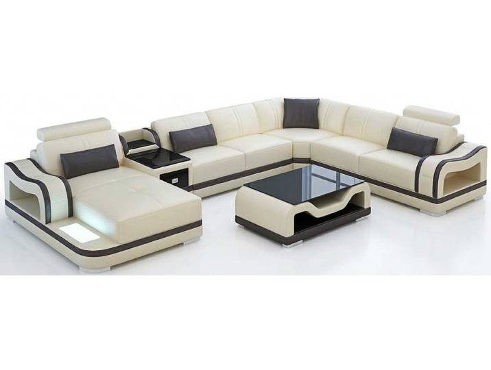 Xlmoebel Ecksofa Beige Wohnlandschaft U Form Couchtisch Modern Luxus Polstersofa Design, 2 Teile, Moderne Form, U-Form, Couchtisch inklusive