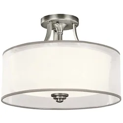 Deckenleuchte Wohnzimmerlampe Schlafzimmerleuchte Leinen Glas Stahl D 38,1 cm