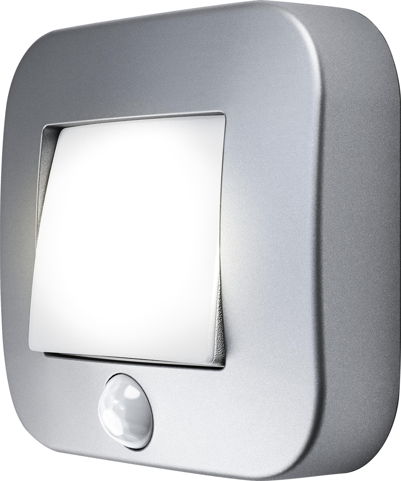 Osram Nightlux LED nachtlamp met bewegingssensor, zilver, koelwit licht 4000 K, werkt op batterijen