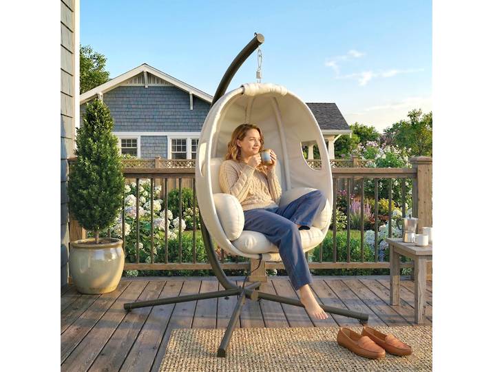 Outsunny Fauteuil Suspendu avec Support et Coussin, 120 kg