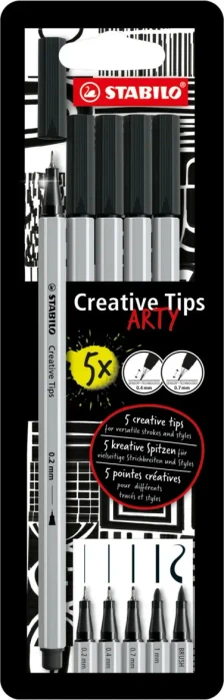 STABILO Kreativ-Tipps ARTY - 5er-Set (schwarz)