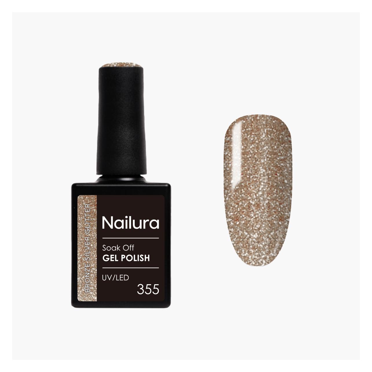 Nailura - Gel Polish 355 - Bronze Silver Glitter - 10 ml (Bronze Silver Glitter) (70374)