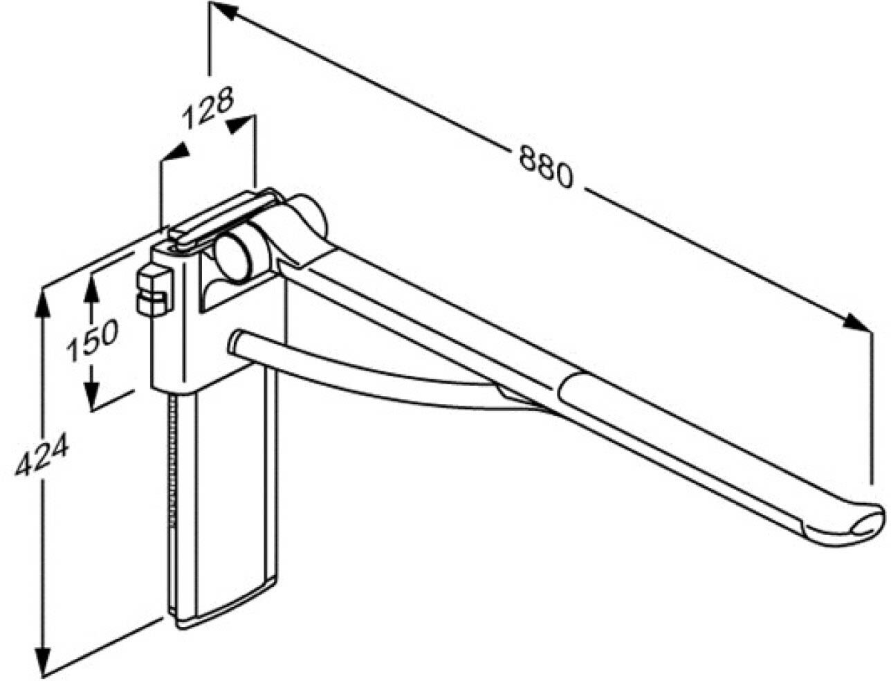 Pressalit PLUS Stützklappgriff 88 cm höhenverstellbar links, Accessoires, R370385000, weiß