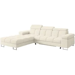 ECKSOFA mit Schlaffunktion Ottomane Links COMA L 271x203x79 Creme Tissu