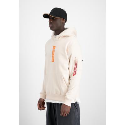 Hoodie ALPHA INDUSTRIES "Alpha Puff Print Hoodie", Herren, Gr. XS, weiß (jet stream weiß), Obermaterial: 80% Baumwolle, 20% Polyester, regular fit, Sweatshirts Hoodie
