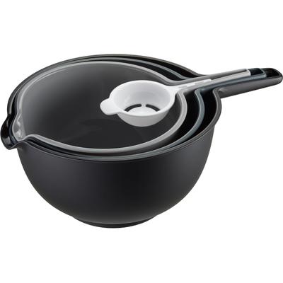 Schüssel GEFU "Preparo", bunt (schwarz, weiß, dunkelgrau, hellgrau), Kunststoff, Schüsseln, Schüssel, platzsparend zu verstauen