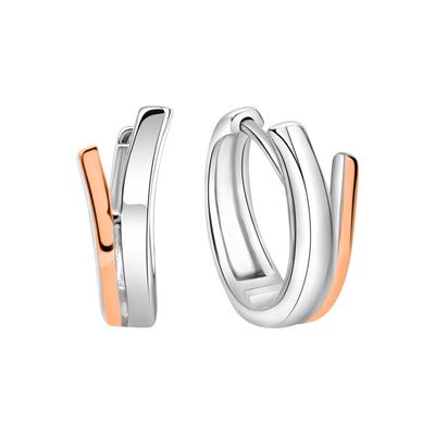 Paar Creolen ZEEME "925/- Sterling Silber rhodiniert/rosé", bunt (mehrfarbig), Ohrringe, Damen, one-size, Silber 925 (Sterlingsilber)