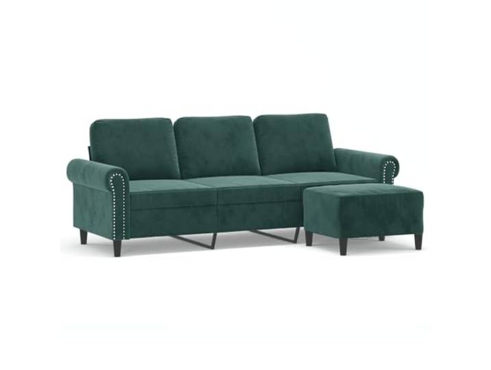 KUTYWEXFM 3-Sitzer-Sofa mit Hocker Dunkelgrün Samt Couch Set 212 cm Eleganter Dreisitzer aus edlem Samtstoff mit flexiblem Fußhocker für stilvolle Gemütlichkeit im Wohnzimmer.