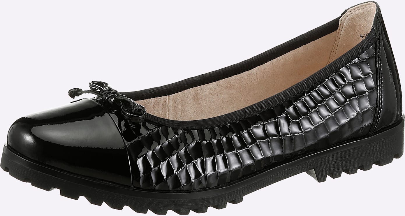 Ballerina CAPRICE, Damen, Gr. 41, Lederimitat, schwarz, Lackleder, Schuhe Ballerina