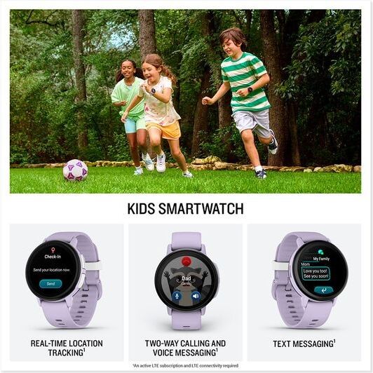 Garmin Bounce 2 43mm Kids Smart Watch GPS LTE Calling Messaging AMOLED 4GB 5 ATM - Light Purple