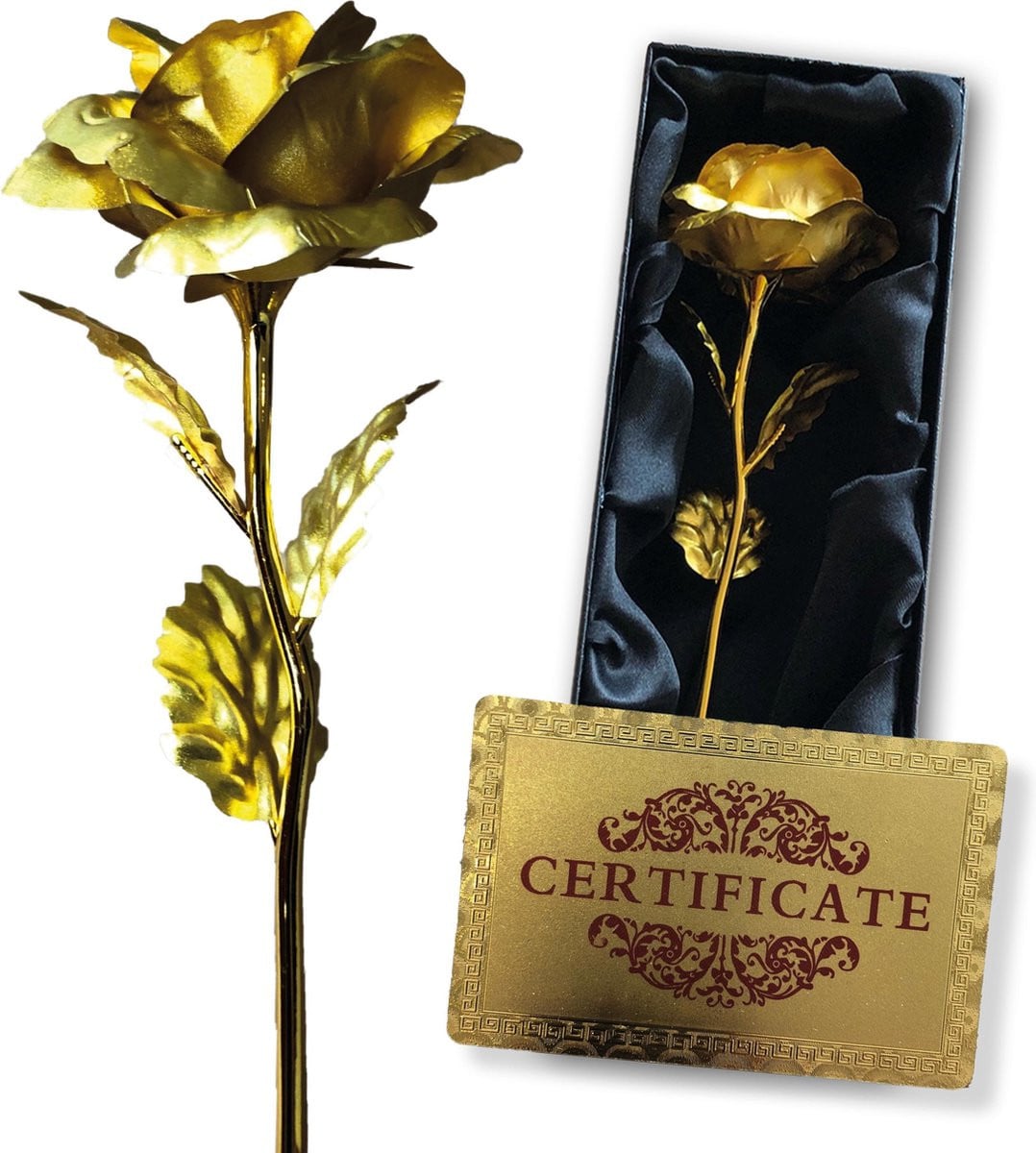 Gouden Roos in luxe geschenkverpakking met fluwelen binnenkant