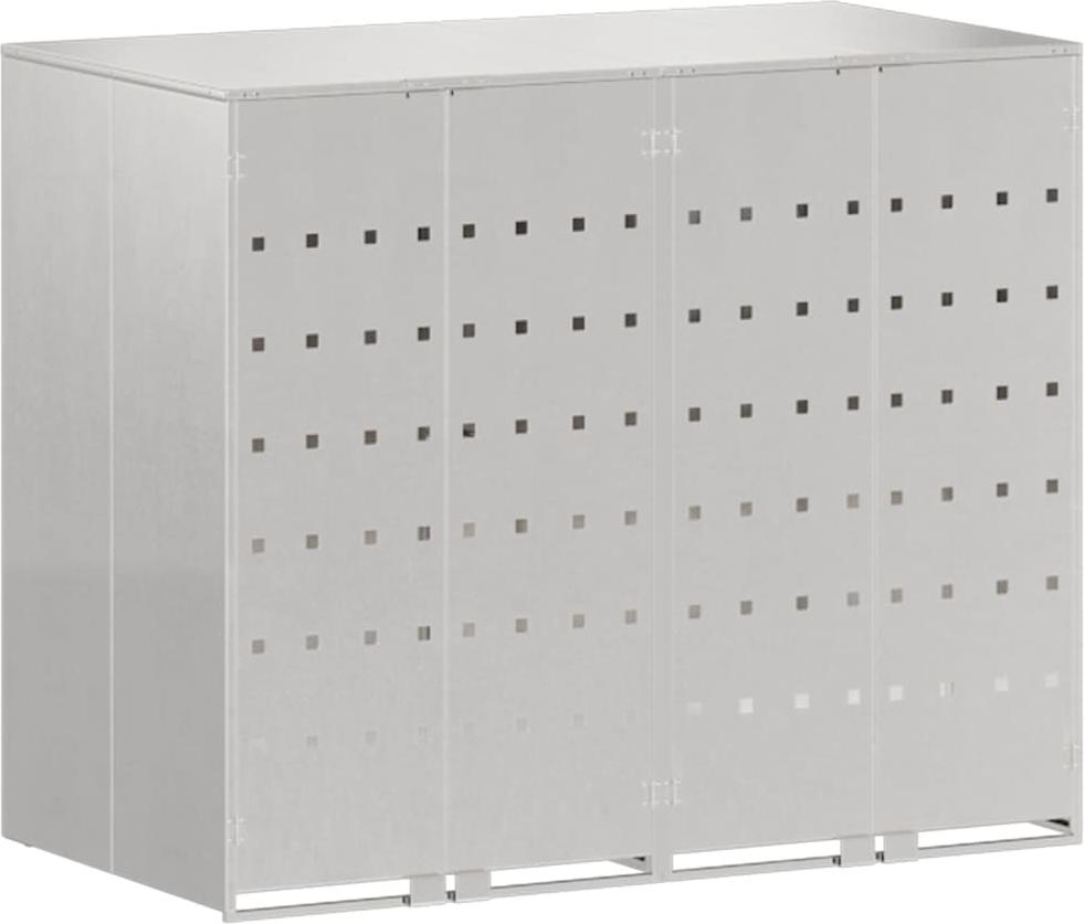 Mülltonnenbox für 2 Behälter Edelstahl Silber