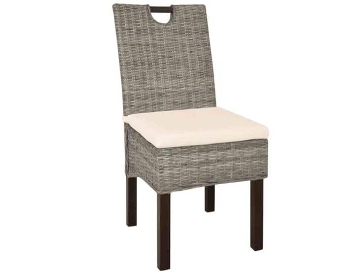 NKOPPFG Esszimmerstuhl 2 STK. Kubu-Rattan Mangoholz Handgeflochtenes Rattan, Mangoholz-Rahmen, 2 Sitzkissen, abnehmbare Bezüge, bis 110 kg