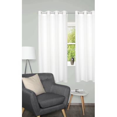 Vorhang HOME BASICS "BENOGA 2er SET", wollweiß, B:135cm H:175cm, Polyester, Gardinen, SET, Ösenschal, Uni, Dekostruktur