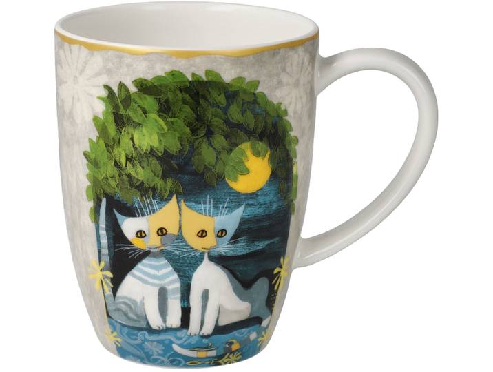 Tasse GOEBEL Künstlertasse R. Wachtmeister -Al chiaro di luna , bunt, B:9cm H:11cm, Porzellan, Trinkgefässe, Tasse