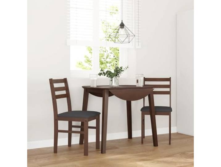 HEFZGDB Esszimmerstühle mit Kissen 2 STK. Braun Massivholz Gummibaum Ergonomische Rückenlehne für Komfort und Langlebigkeit
