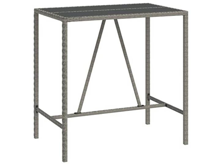 TUERYAFEK Bartisch Mit Glasplatte Grau 110x70x110 cm Poly Rattan Wetterfest, Hartglas Tischplatte, Pulverbeschichteter Stahlrahmen, Pflegeleicht, Montageanleitung