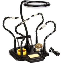 HALTER ZD-11M-3 - Platinenhalter, mit 4 flexiblen Armen, LED-Lupe