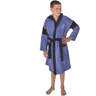 Kinderbademantel WÖRNER "Motorrad jeans" Gr. 152, blau, L:90cm, Baumwolle, Hausmäntel, mit Stickerei, mit Taschen, maschinenwaschbar, trocknergeeignet
