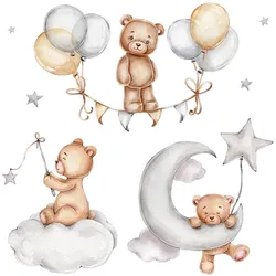 WANDAUFKLEBER 130x190cm - Teddybären und Ballons am Himmel