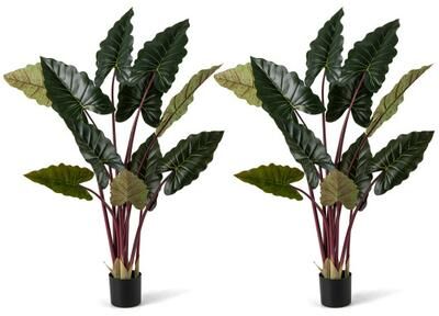 "Costway Artificial Rainbow Taro Tree 63"" Tall with 11 Faux Leaves-2 Pack"