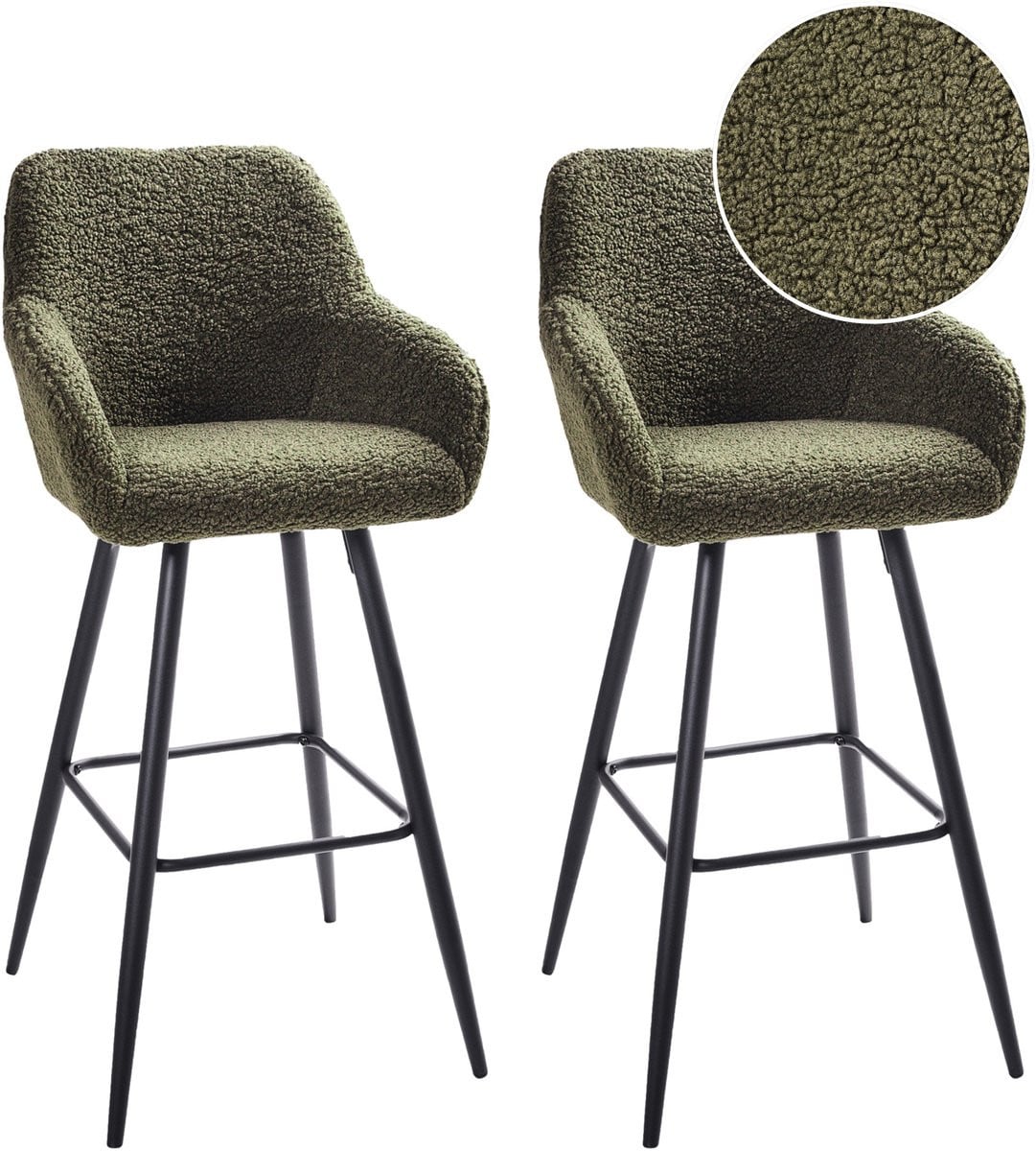 Beliani Barkruk set van 2 - Donkergroen - Bouclé