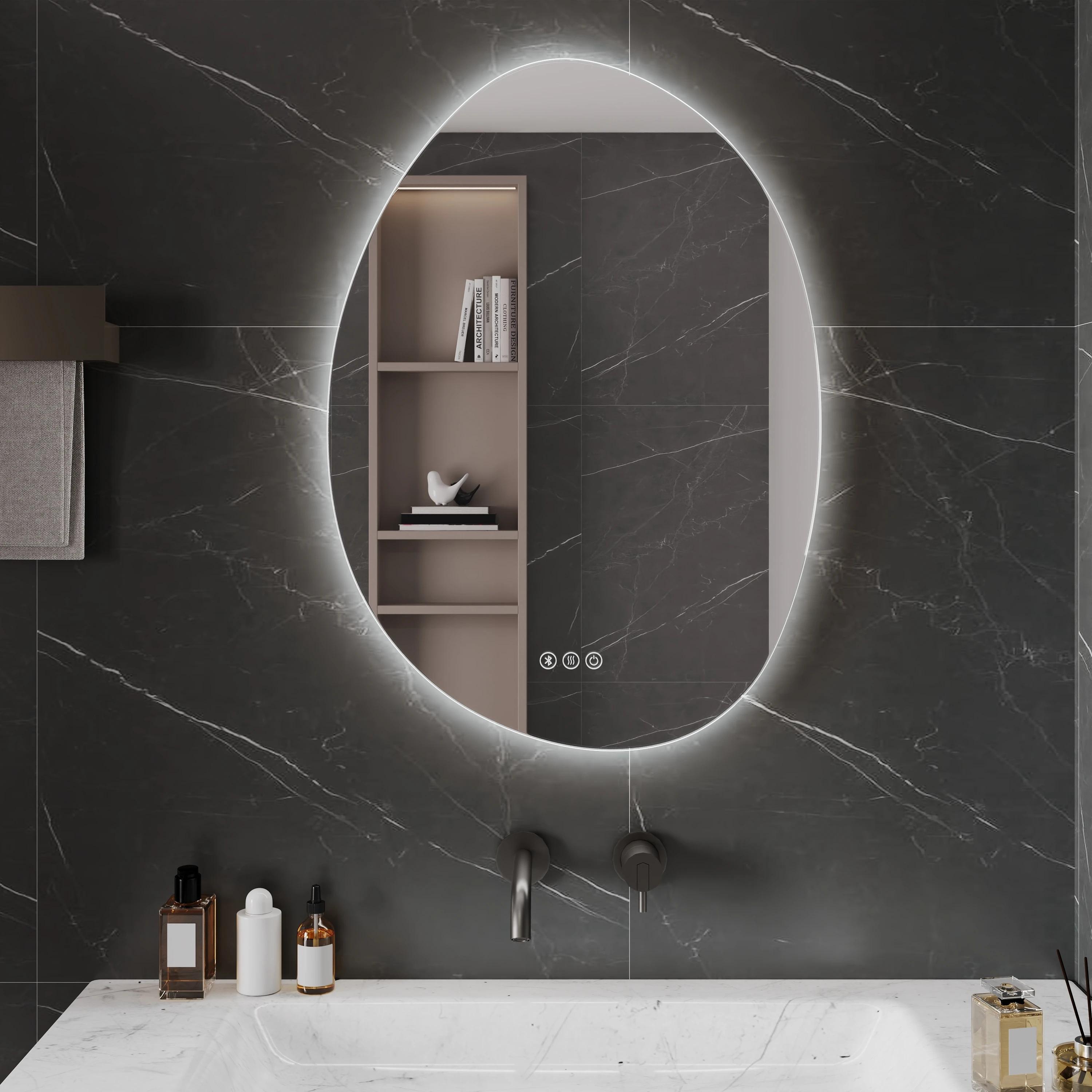 Ovaler LED-Badezimmerspiegel - 20 cm - Dimmbar - Beschlagfrei - Bruchsicher - Bluetooth-Lautsprecher