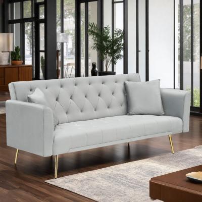 "71"" Velvet Convertible Loveseat Sofa with American Retro Style for Small Spaces"