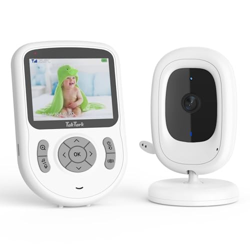 TakTark Babyfoon met camera, 2,8 inch 720P HD IPS, zonder wifi, nachtzicht, 3x zoom en temperatuurbewaking