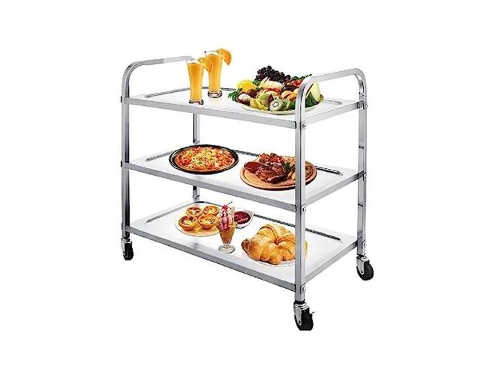 Edelstahl-Wagenwagen mit 3 Regalen, 330 Pfund, Küchenwagen for kommerzielle Flughäfen, Hotels, Restaurants, Clubs, Gastronomie Für Heimwerkerprojekte