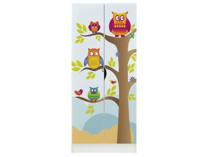 Armoire blanche deux portes 246237A Roma /motif Hiboux