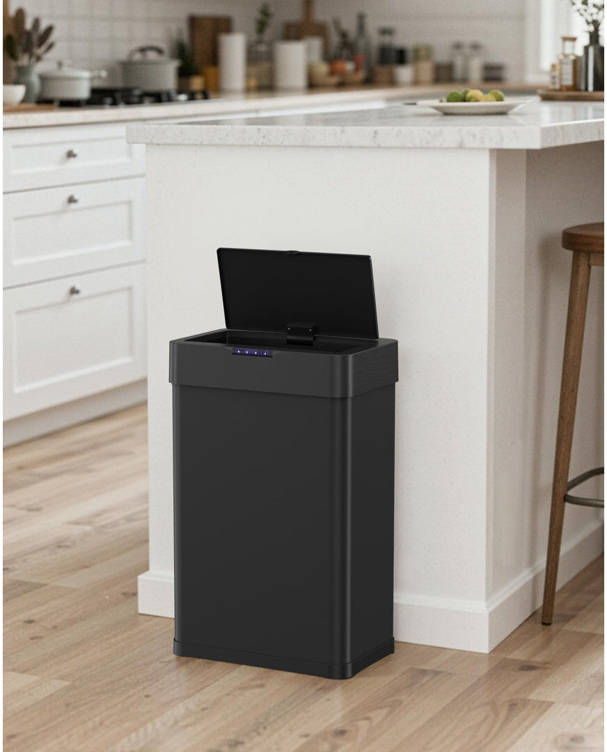 LIFERUN Stainless Steel Motion Sensor Kitchen Trash Can Black 68.5cm H x 41cm W x 26.5cm D/60