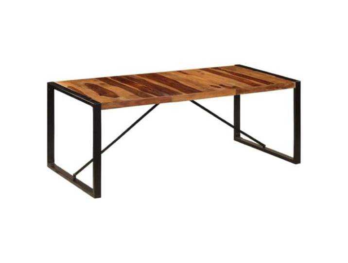 GHVBNMF Esstisch Massivholz 200x100 cm Akazie Küchentisch Holz Handgefertigter Holz Tisch im Vintage Industrie Design für Esszimmer und Küche, robuste Beine aus Stahl