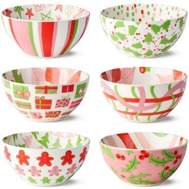 "Certified International Scarlet Ribbon Set of 6 All Purpose Bowl 6.25in - 6"" L x 6"" W x 3"" H"