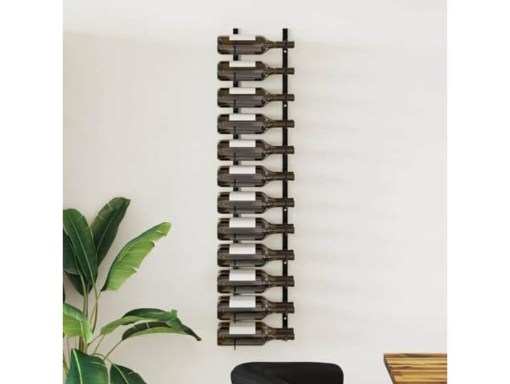 Wandregal für 24 Flaschen, Eisen, pulverbeschichtet, Schwarz Modernes Design, einfache Montage, Materialien inklusive, einfache Pflege, stabile Wandbefestigung