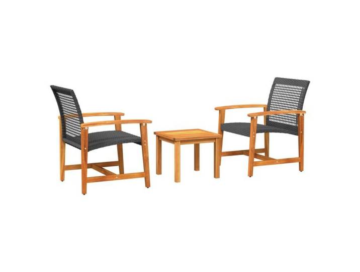 En Promotion Ensemble de bistro 3 pcs noir résine tressée et bois d'acacia 5953739