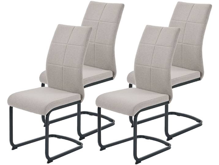 Freischwinger HELA TURIN , beige (schlamm, schwarz, schwarz, schlamm), B:42cm H:99cm T:61,5cm, Metall, Polyester, Stoff, Stühle, Freischwinger, Freischwinger, Vierkantrohrgestell, gepolstert, waterfree productions