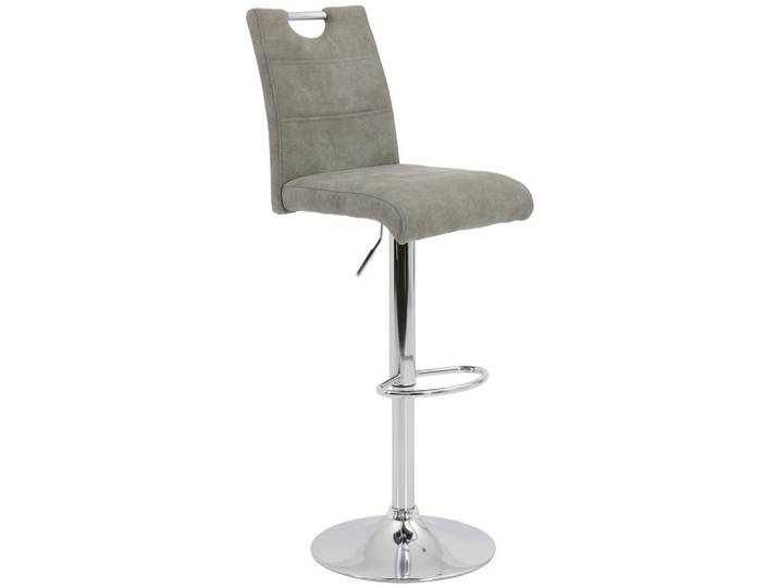 Carryhome Barhocker, Grau, Rundrohr, Bodenplatte, 38x97-119x50 cm, Sitzfläche 360° drehbar, mit Griff, Esszimmer, Barmöbel, Barhocker