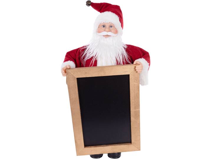 Weihnachtsmann Weihnachtsdeko rot , rot, B:19,5cm H:61,5cm T:28,5cm, Vinyl, MYFLAIR MÖBEL & ACCESSOIRES, Dekofiguren, Weihnachtsmann, mit Tafel zum Beschriften, Höhe ca. 61 cm