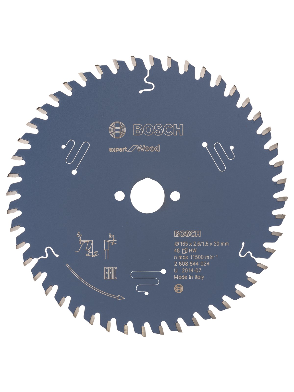 Bosch RUNDSAVKL 165x20x2.6MM 48T EXP WOOD