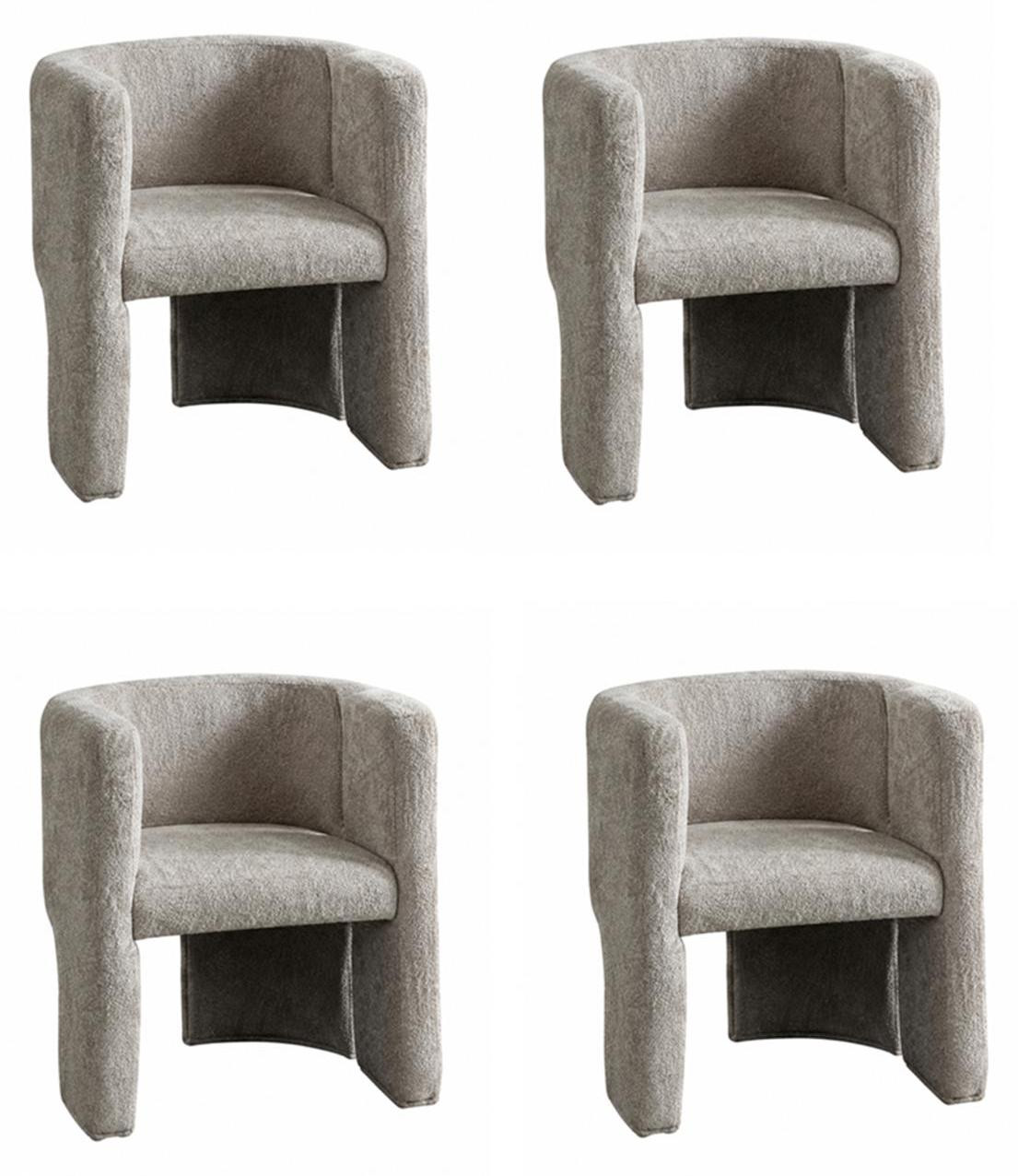 JVmoebel Set van 4 beige textiel eetkamerstoelen met armleuningen