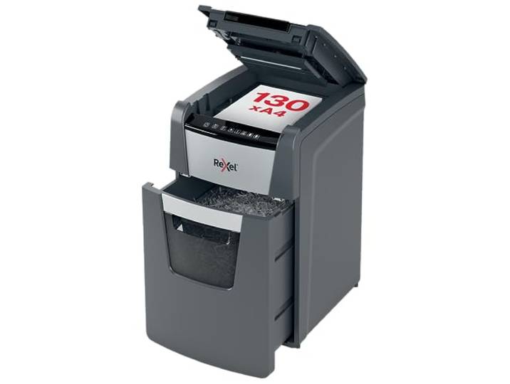 Rexel Optimum AutoFeed+ 130M Automatischer Aktenvernichter, 130 Blatt automatisch, Sicherheitsstufe P5, Mikroschnitt, für kleinere Büros, 44 Liter Abfallbehälter, 2020130MEU