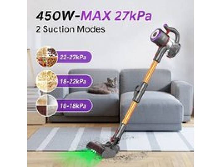 Aspirateur balai sans fil 8 en 1- AOMOSO - 45Kpa/550W - Autonomie 53 Min(ECO) -Brosse Matelas -Auto-Portant vert ASPIRATEUR BALAI