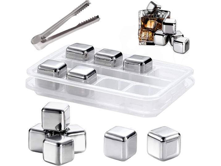FELIXLEO Eiswürfelform 8er Set Whisky Steine Edelstahl, Wiederverwendbare Eiswürfel mit Box., (4-tlg)