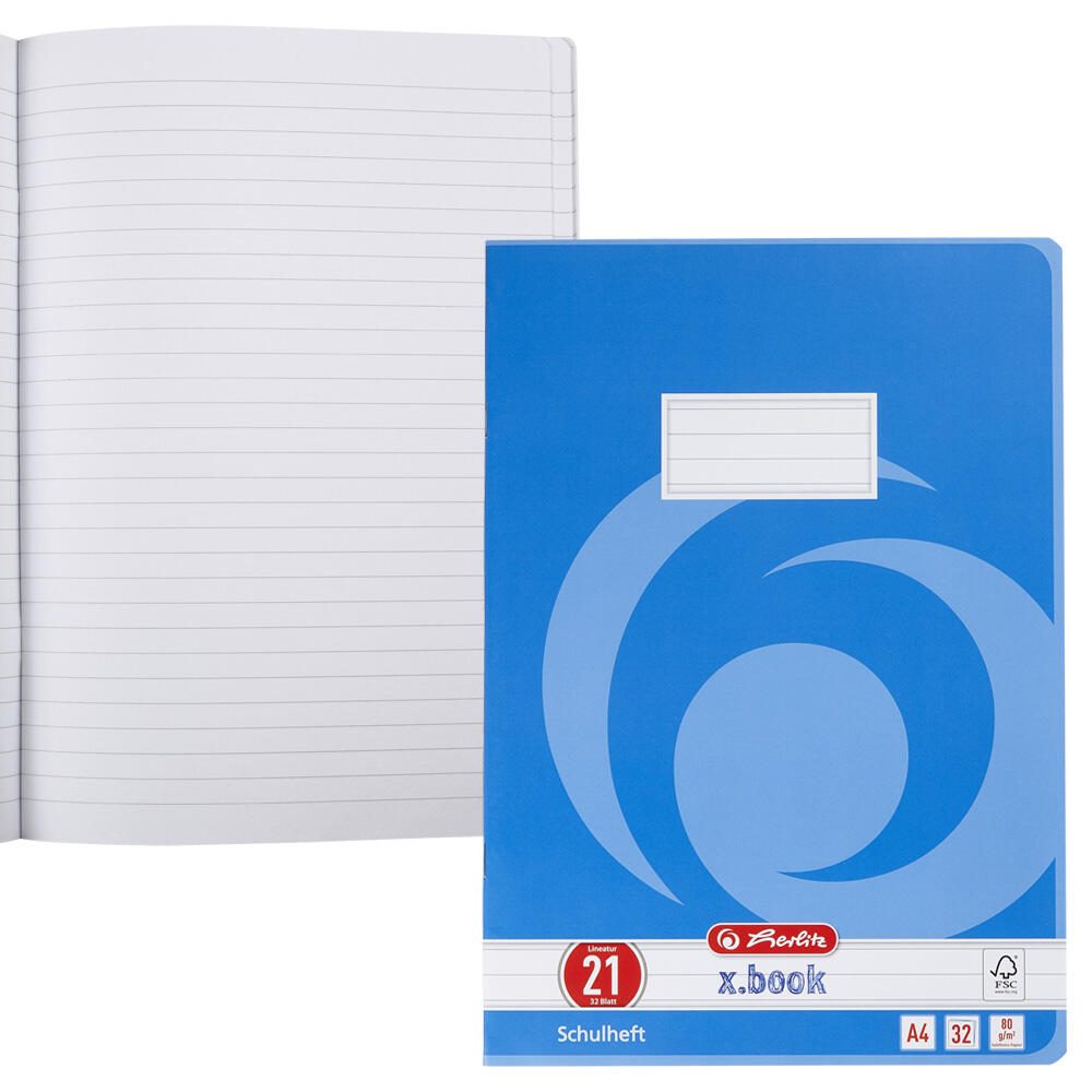 herlitz Schulheft x.book Lineatur 21 liniert DIN A4 400128766