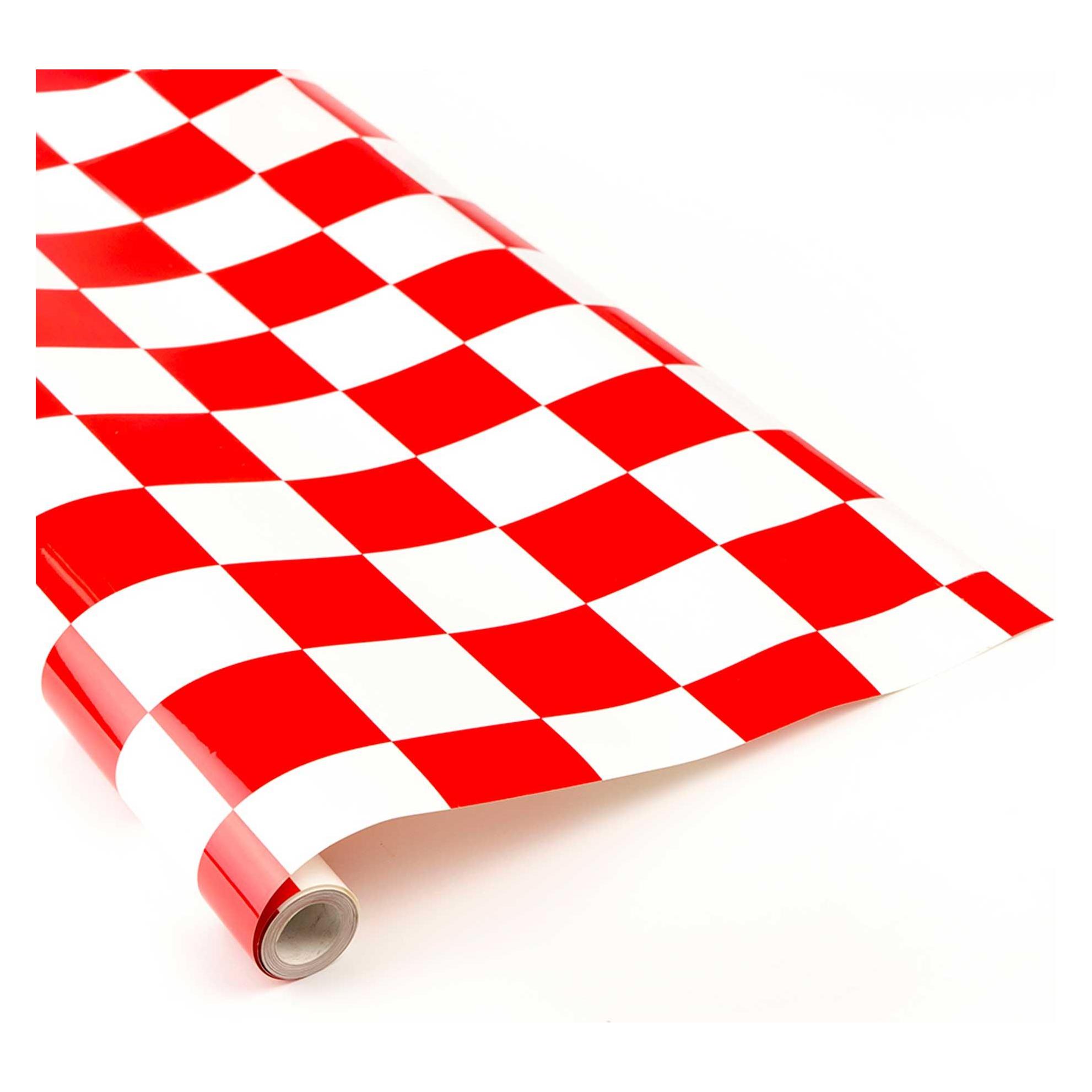 Planet-Hobby Bügelfolie Karo Rot+Weiss 5 Meter (LS-MP-02-007-5m)