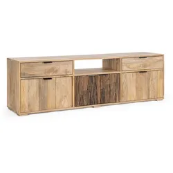 TV-Board Nashik aus Mangoholz, Massivholz-Design, Natur, 175 cm, Unikat mit recyceltem Holz