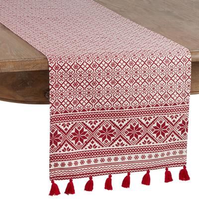 Saro Lifestyle Christmas Design Cotton Table Runner
