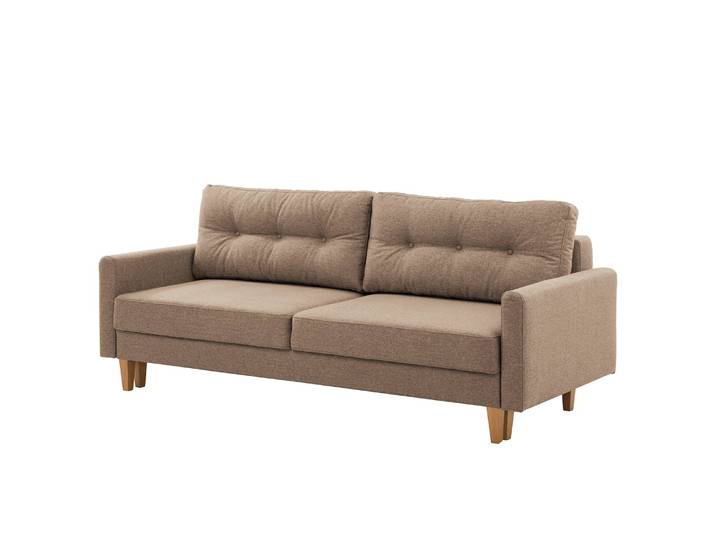 Schlafsofa Koski I Braun/Beige/Cappuccino Webstoff Ala 220 x 102 x 92cm mit Schlaffunktion Skandi